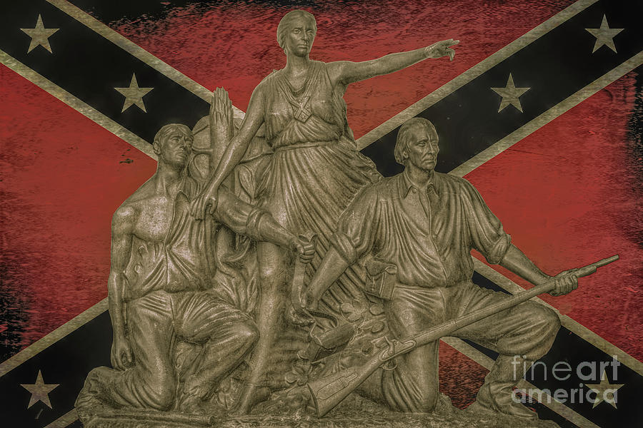 Gettysburg National Park Digital Art - Alabama Monument Confederate Flag by Randy Steele