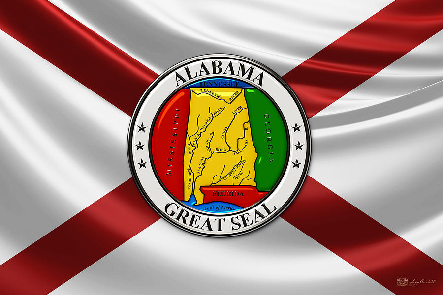 Alabama State Seal over Flag Digital Art by Serge Averbukh