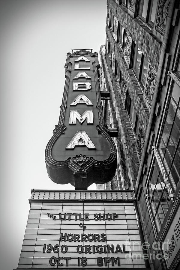 Alabama Theater in Black and White Photograph by Tracy Brock