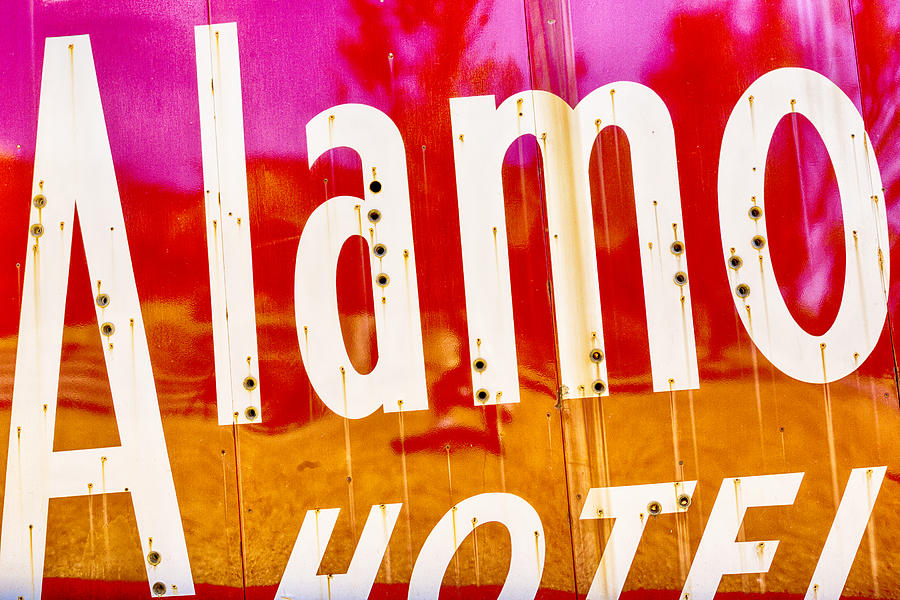 Alamo Hotel Sign Abstract Photograph by Stephen Stookey