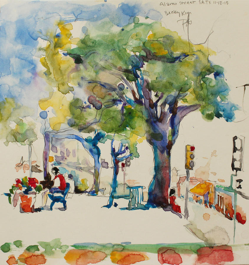 San Antonio Painting - Alamo Plaza by Becky Kim