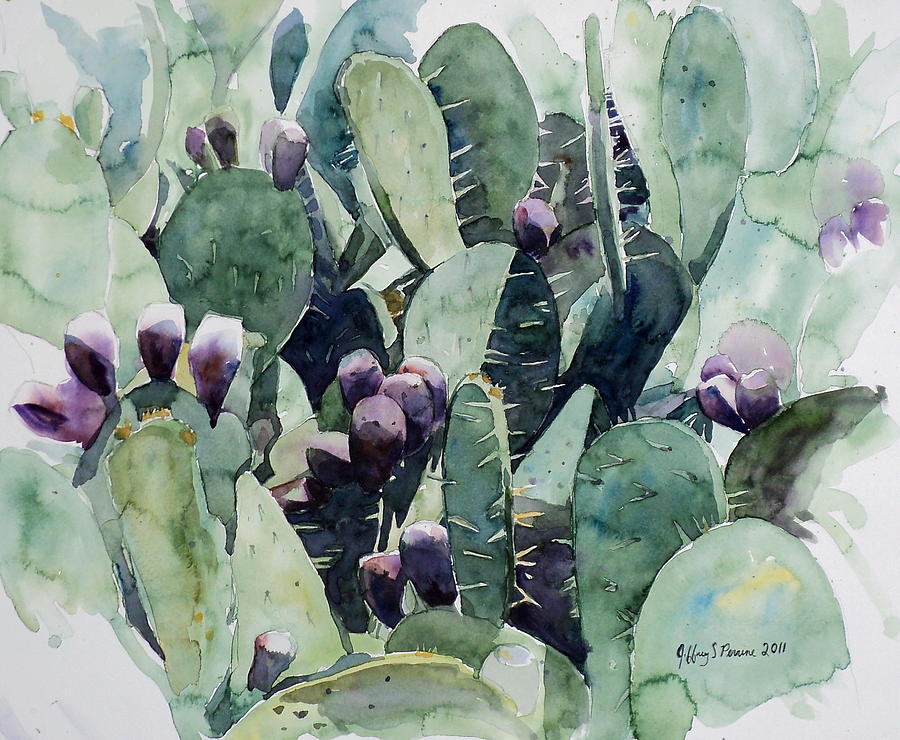 Alamo Prickly Pear Painting by Jeffrey S Perrine