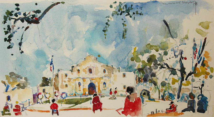 Alamo San Antonio Painting by Becky Kim