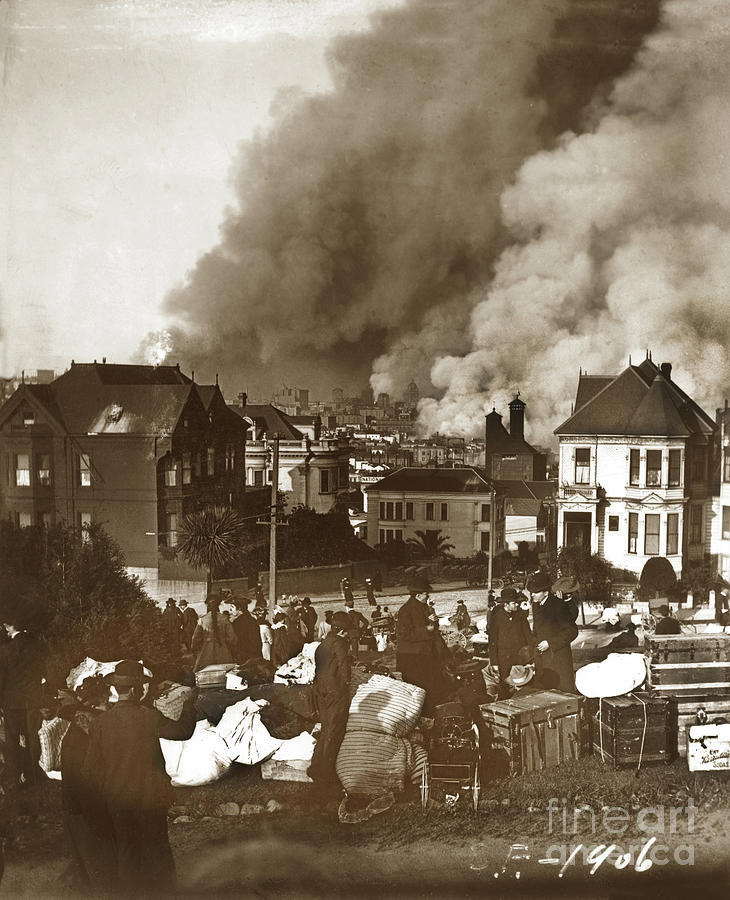 San Francisco Photograph - Alamo Square refugees gathered to watch the citys destruction.  by Monterey County Historical Society