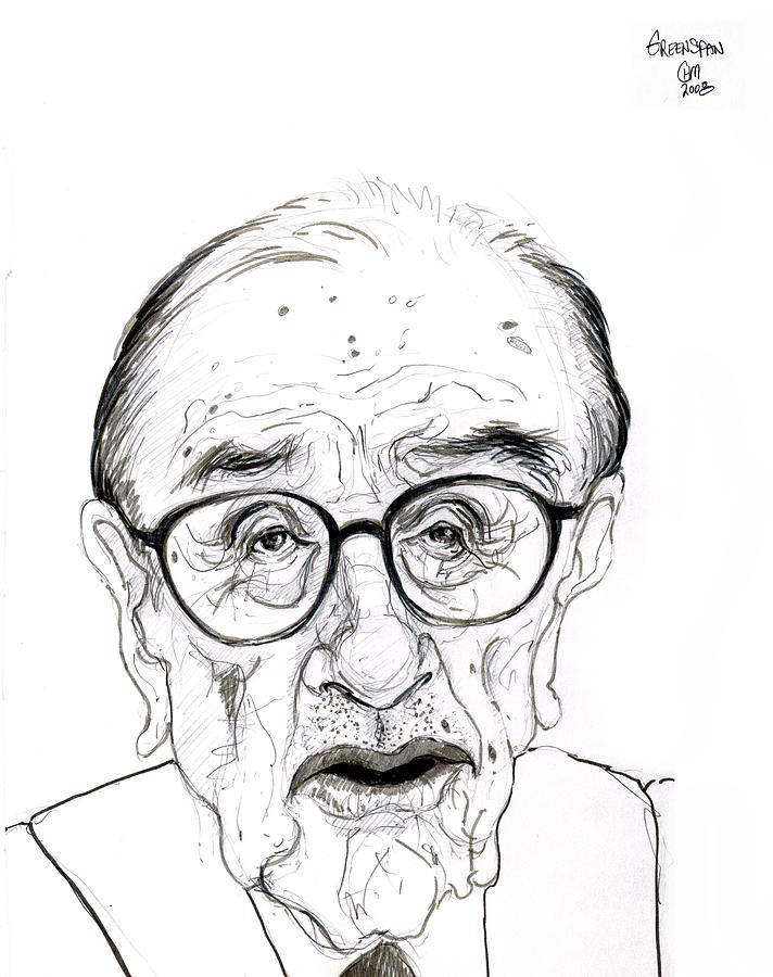 Alan Greenspan Drawing by Cartoon Hempman