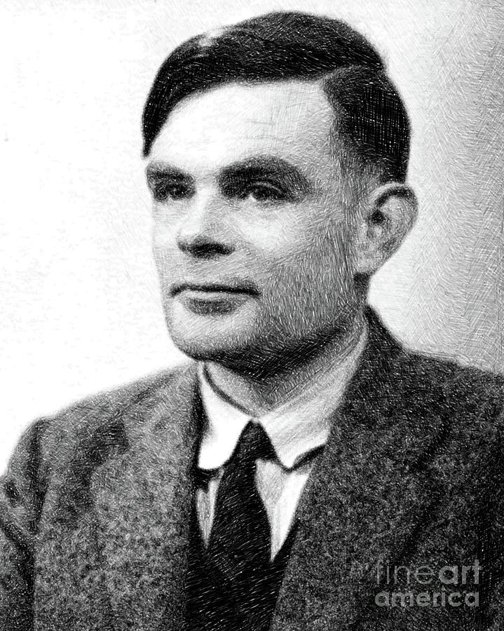 Alan Turing, Mathematical Genius by JS Drawing by Esoterica Art Agency