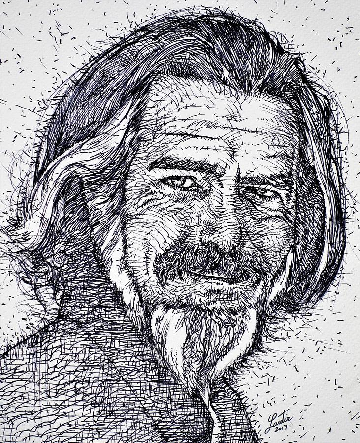 ALAN WATTS - ink portrait Drawing by Fabrizio Cassetta
