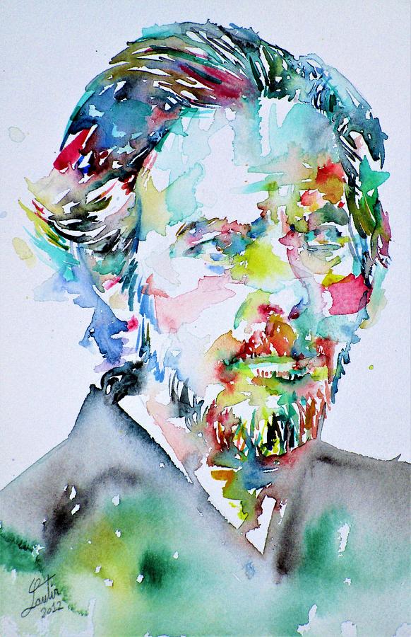 ALAN WATTS watercolor portrait Painting by Fabrizio Cassetta