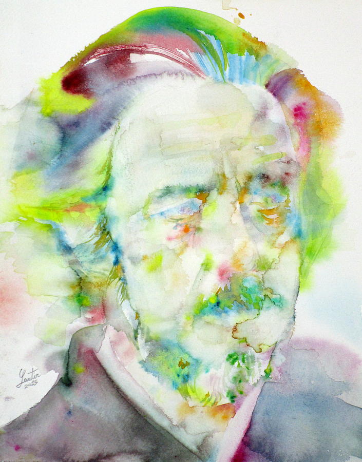 ALAN WATTS - watercolor portrait.3 Painting by Fabrizio Cassetta