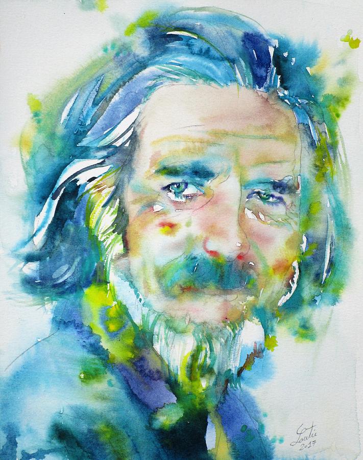 ALAN WATTS - watercolor portrait.4 Painting by Fabrizio Cassetta