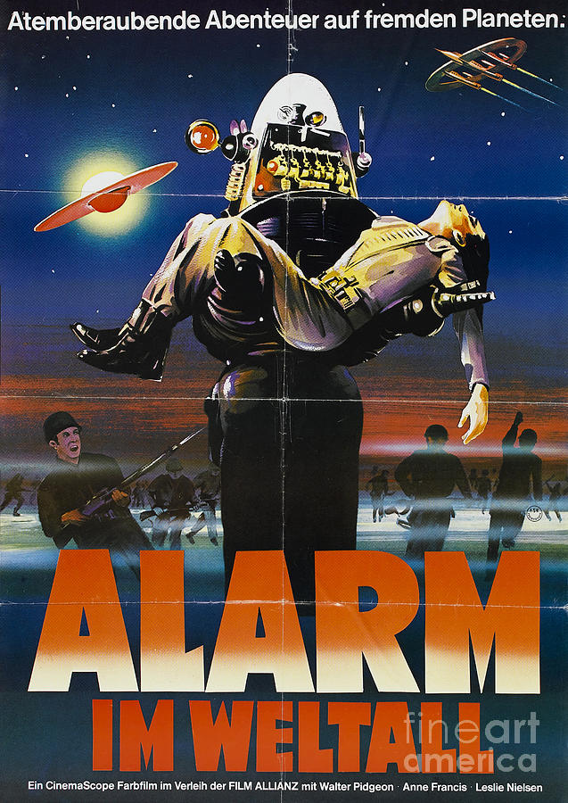 Leslie Nielsen Painting - Alarm IM Weltall German Forbidden planet movie poster by Vintage Collectables