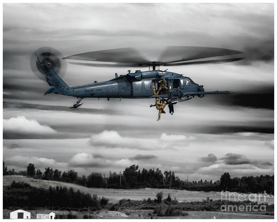 Anchorage Photograph - Alaska Air National Guard HH-60G Pave Hawk Hosting Up 2 Heroes by Joe Kunzler