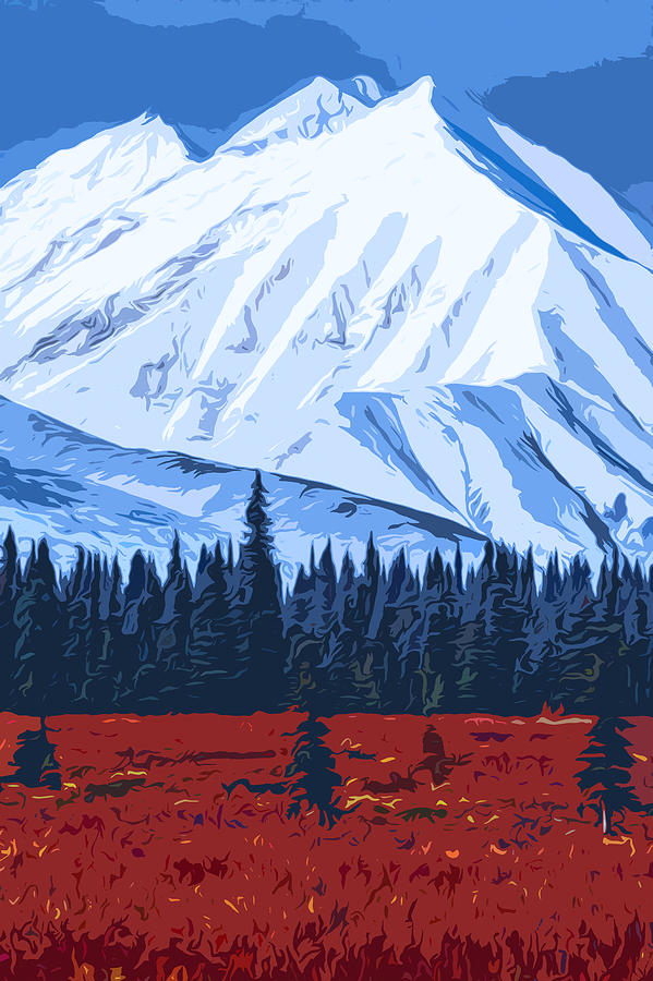 Alaska Denali National Park - Landscape  Painting by AM FineArtPrints