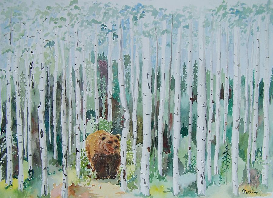 Alaska -  Grizzly in Woods Painting by Christine Lathrop