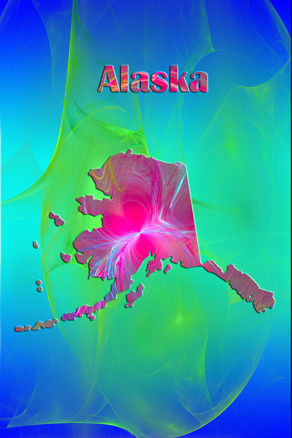 Abstract Painting - Alaska Map by Roger Wedegis