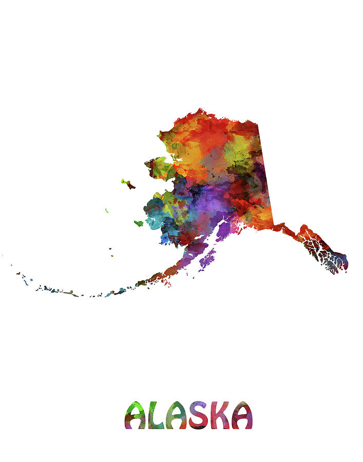 Alaska Map Watercolor Digital Art by Bekim M