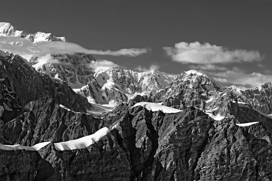Alaska Mountain Range Black and White Photograph by Waterdancer 