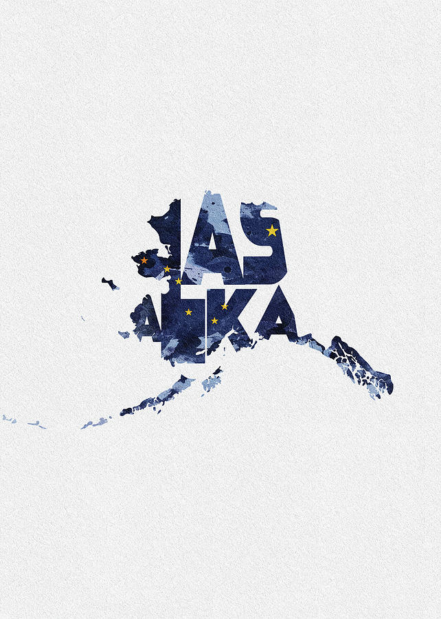 Alaska Map Digital Art - Alaska Typographic Map Flag by Inspirowl Design
