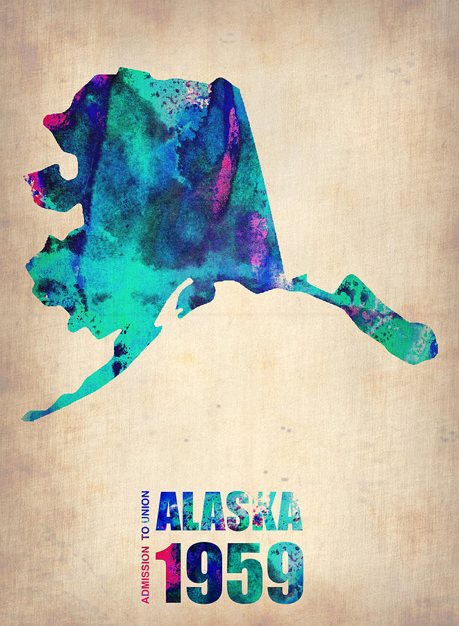 Alaska Map Digital Art - Alaska Watercolor Map by Naxart Studio