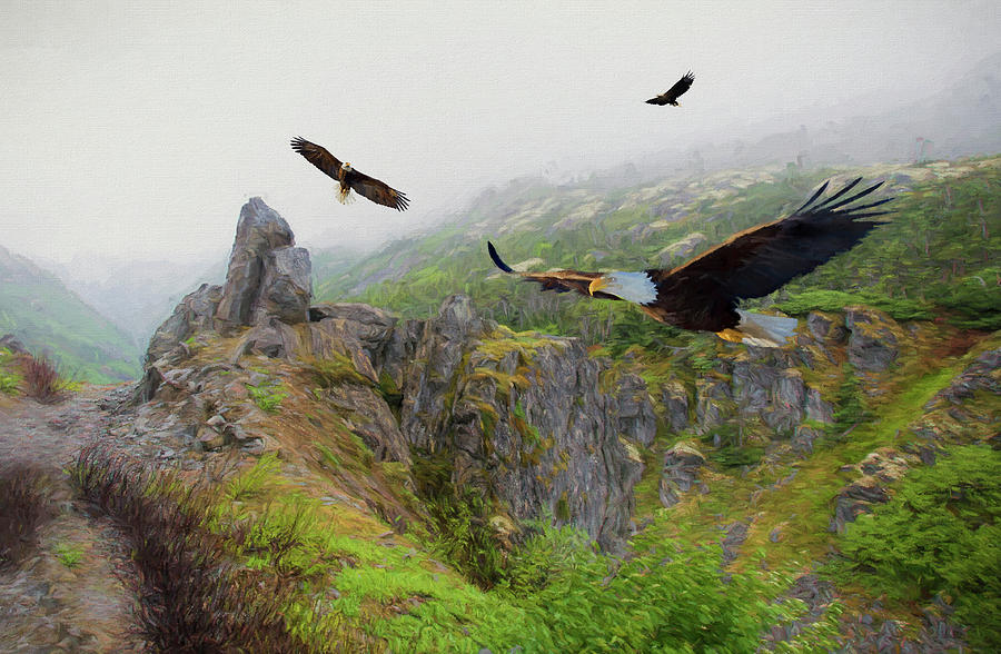 Eagle Mixed Media - Alaskan Eagles by Steven Richardson