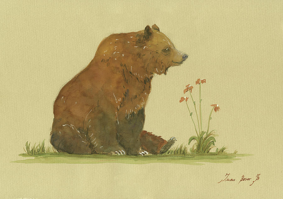 Grizzly Bear Painting - Alaskan grizzly bear by Juan Bosco