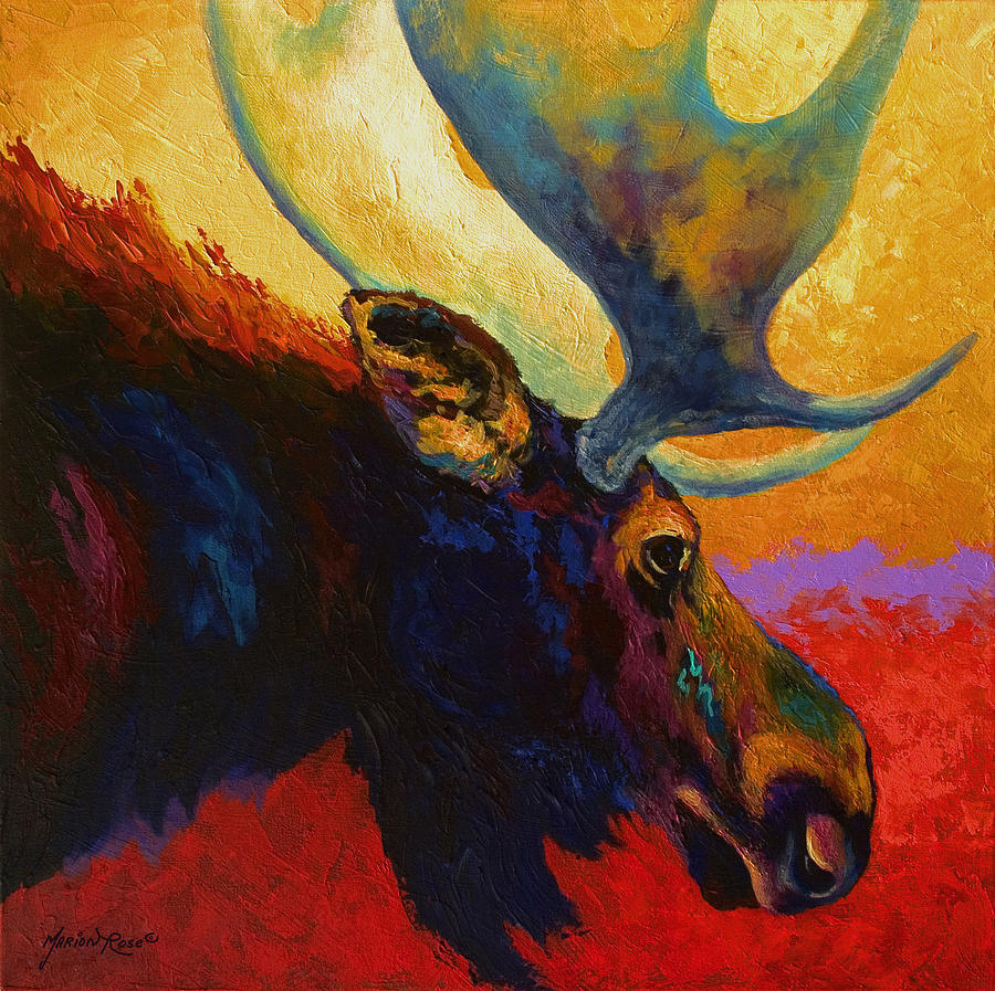 Moose Painting - Alaskan Spirit - Moose by Marion Rose