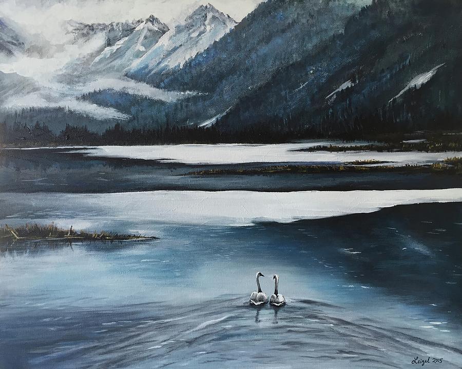 Alaskan Swans Painting by Leizel Grant