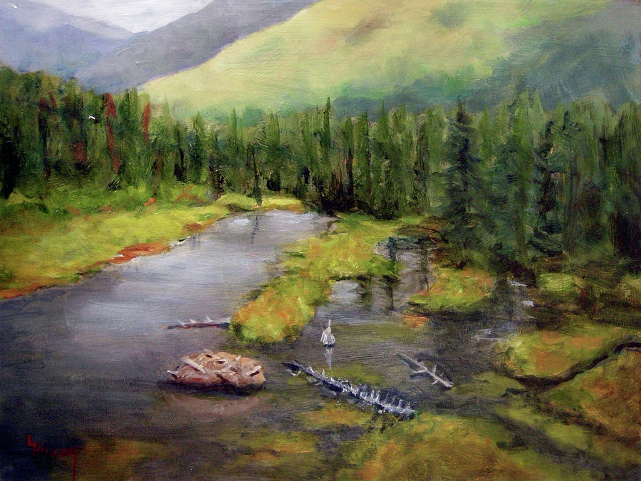 Tree Painting - Alaskan Wilderness by Linda Hiller