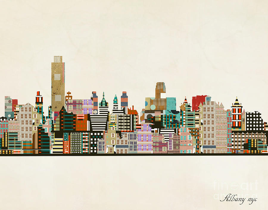 Albany New York Skyline Painting by Bri Buckley