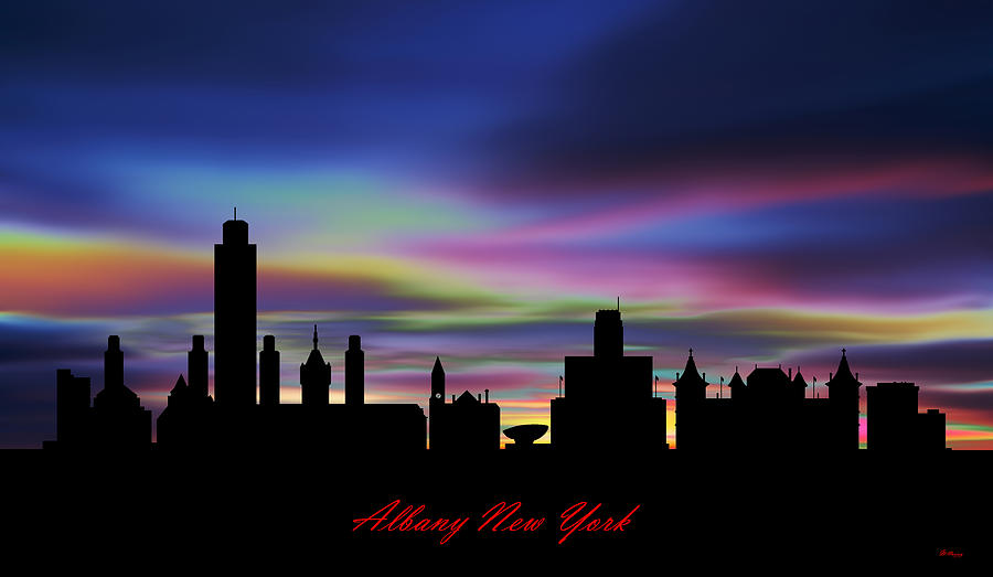Albany New York Skyline Sunset Digital Art by Gregory Murray