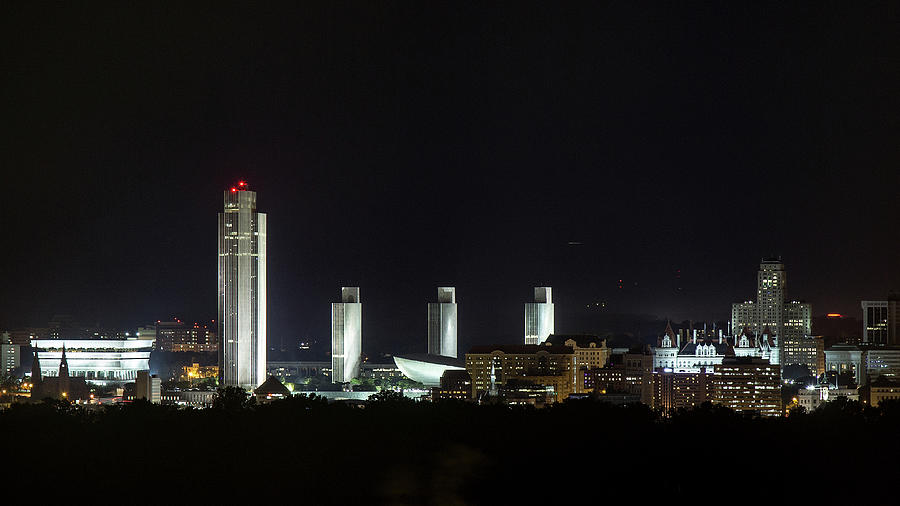 Albany Skyline at Night Photograph by Rod Best