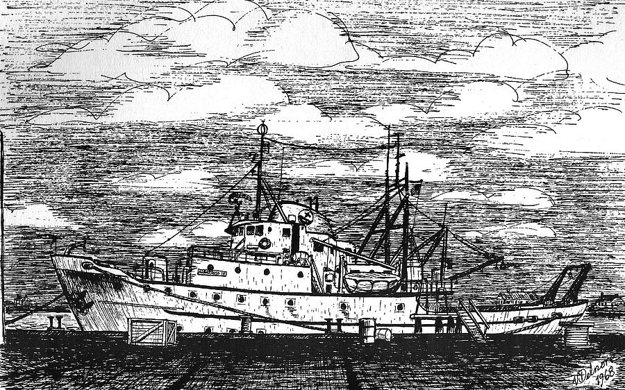 Albatross IV at Fisheries Pier Drawing by Vic Delnore
