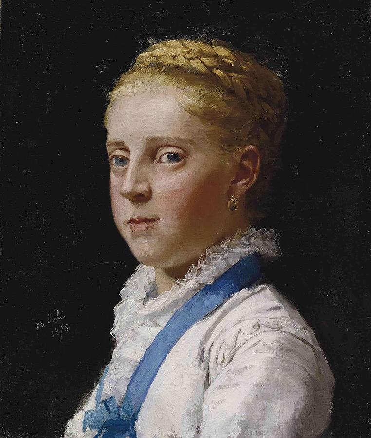 Albert Anker , Portrait Of Frieda Moser, 1875 Painting