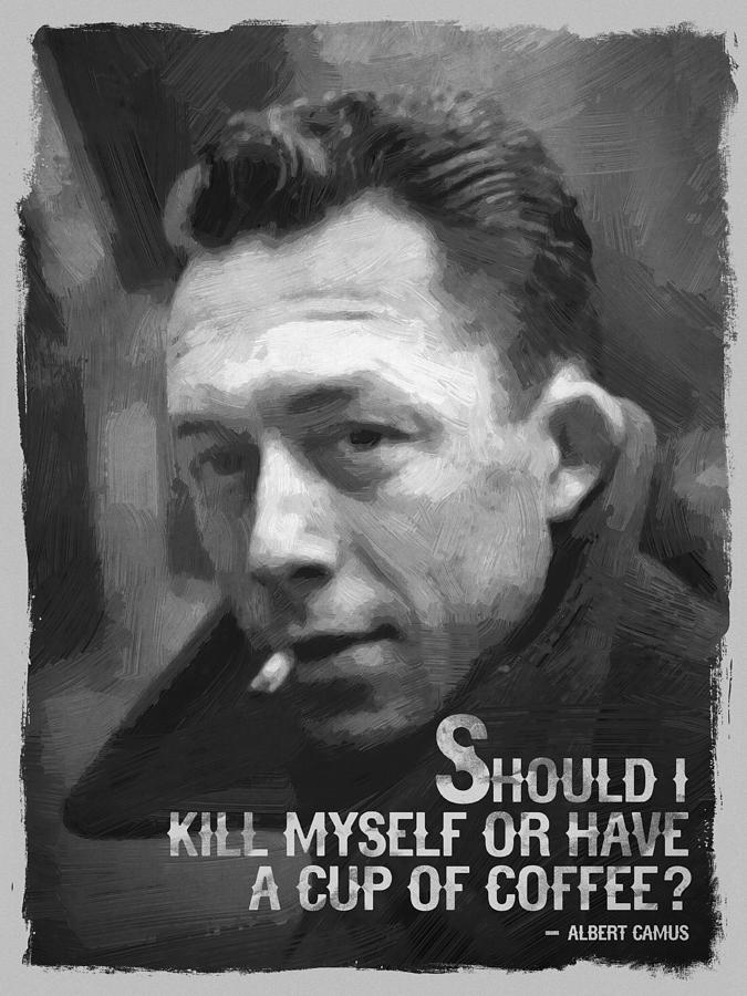 Albert Camus Quote Black White Digital Art