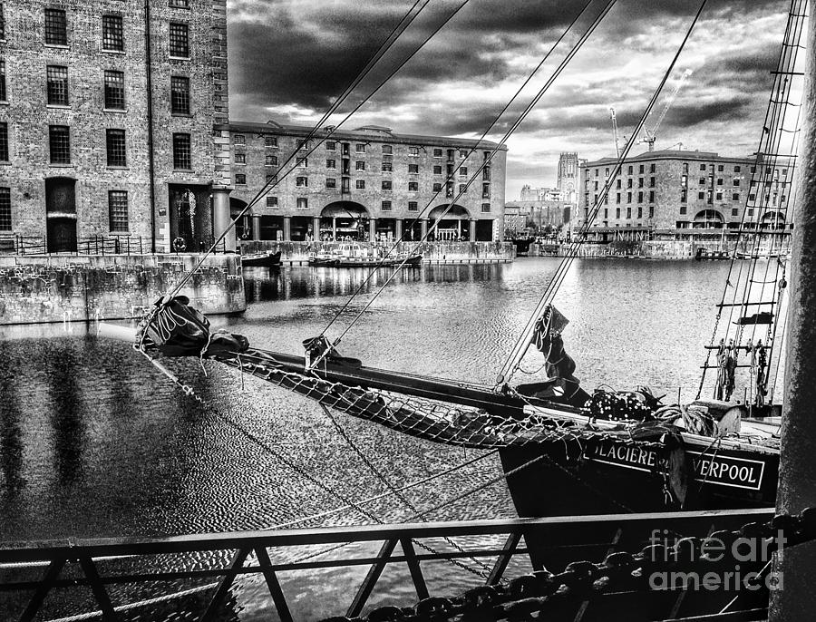 Albert Dock View in Greyscale Photograph by Joan-Violet Stretch