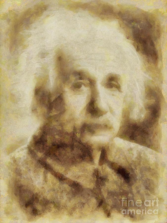 Music Painting - Albert Einstein Famous Scientist by Esoterica Art Agency