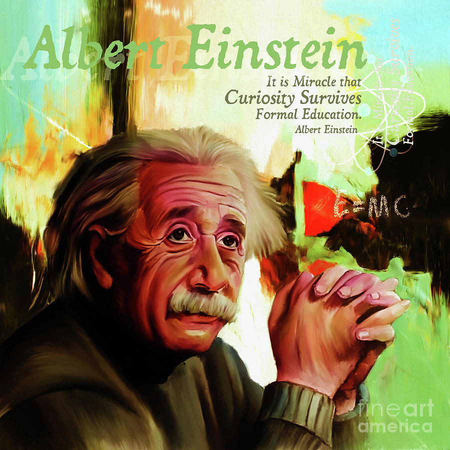 Albert Einstein Quote  Painting by Gull G