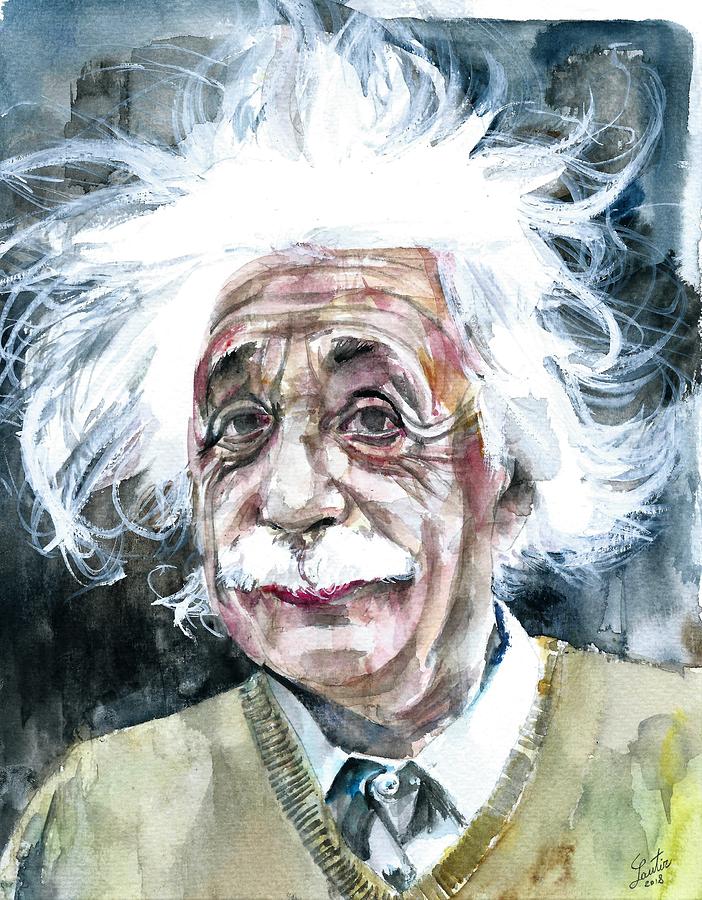 Albert Einstein Painting - ALBERT EINSTEIN - watercolor portrait.15 by Fabrizio Cassetta