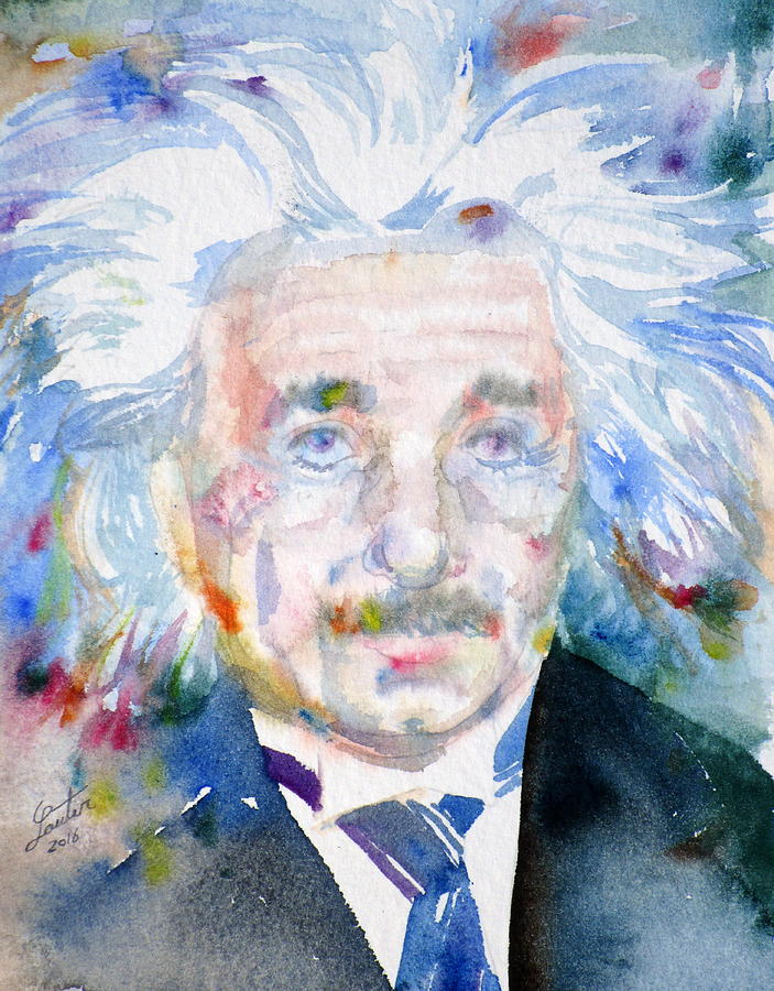 Albert Einstein Painting - ALBERT EINSTEIN - watercolor portrait.8 by Fabrizio Cassetta