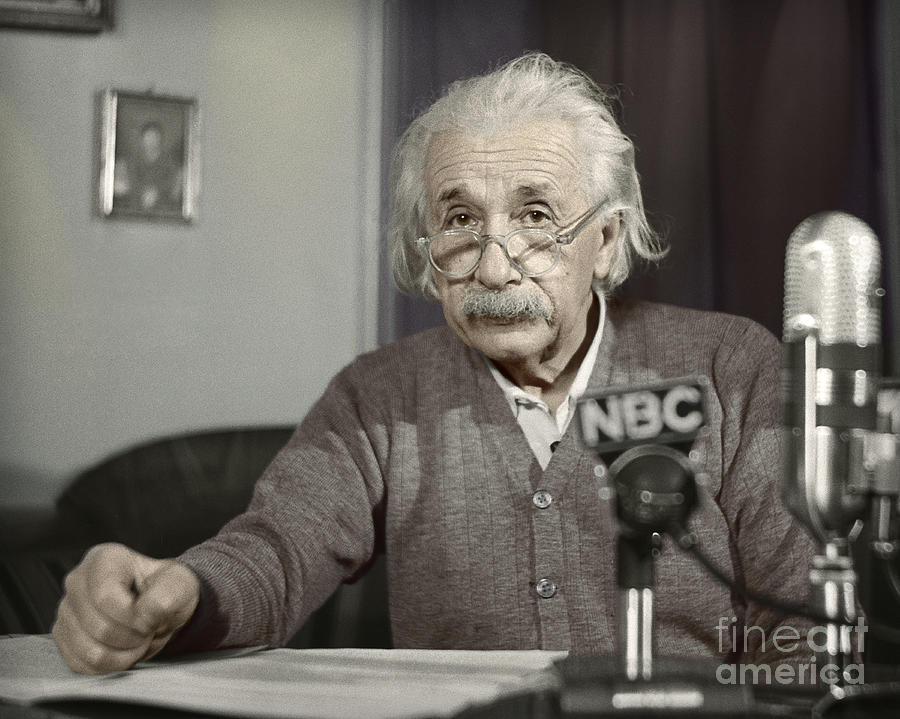 Albert Einsteins Warning Photograph by Martin Konopacki Restoration