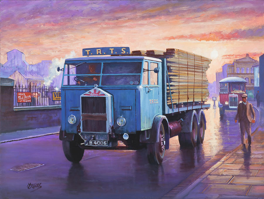 Vintage Painting - Albion six-wheeler 1938 by Mike Jeffries