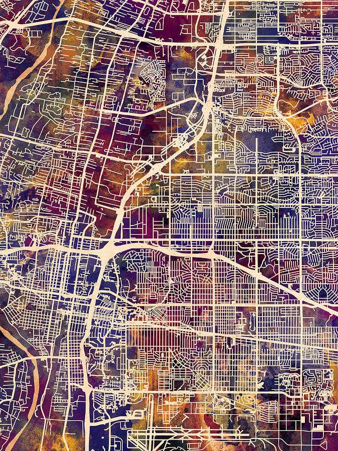 Albuquerque New Mexico City Street Map Digital Art by Michael Tompsett