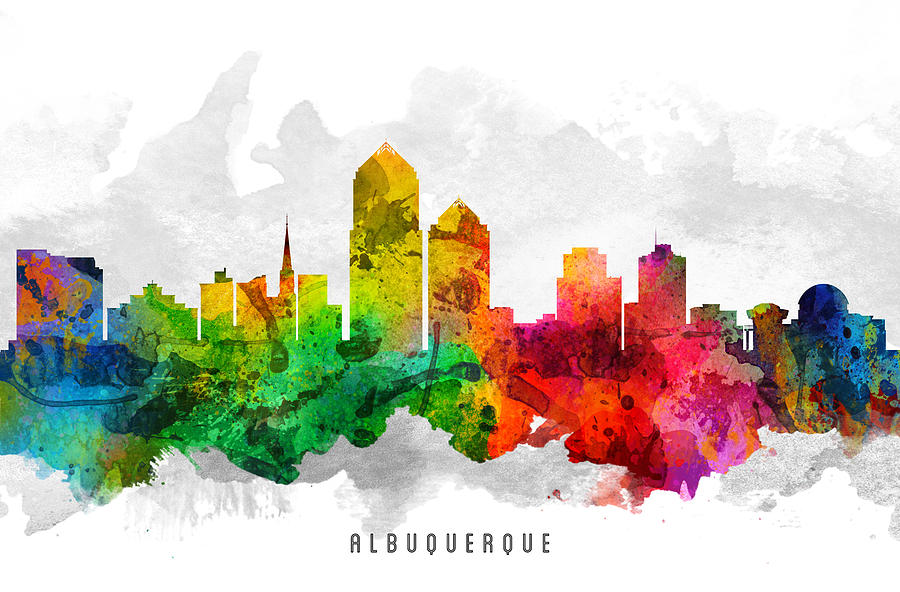 Albuquerque Painting - Albuquerque New Mexico Cityscape 12 by Aged Pixel