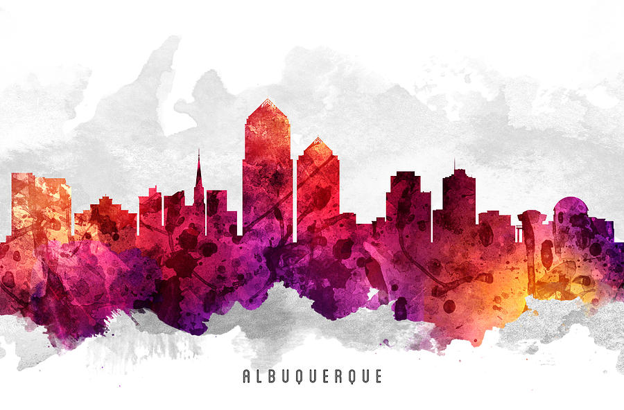 Albuquerque Painting - Albuquerque New Mexico Cityscape 14 by Aged Pixel