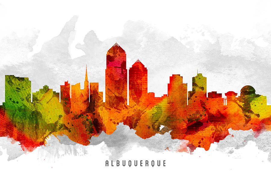 Albuquerque Painting - Albuquerque New Mexico Cityscape 15 by Aged Pixel