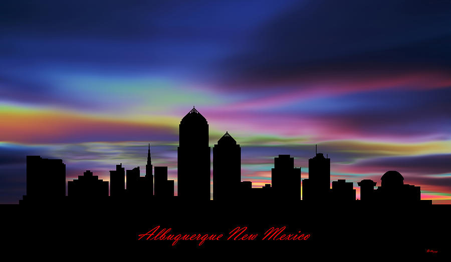 Albuquerque New Mexico Skyline Sunset Digital Art by Gregory Murray