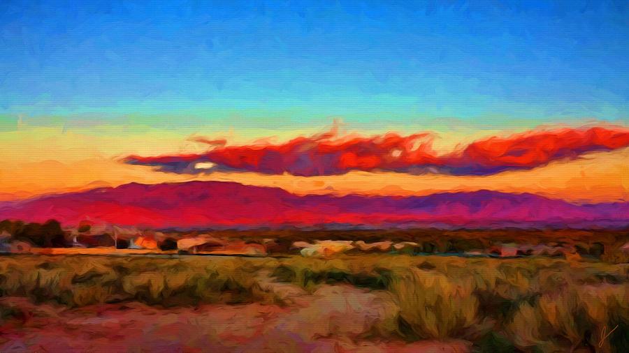 Albuquerque Painting - Albuquerque Sunset by Jim Buchanan