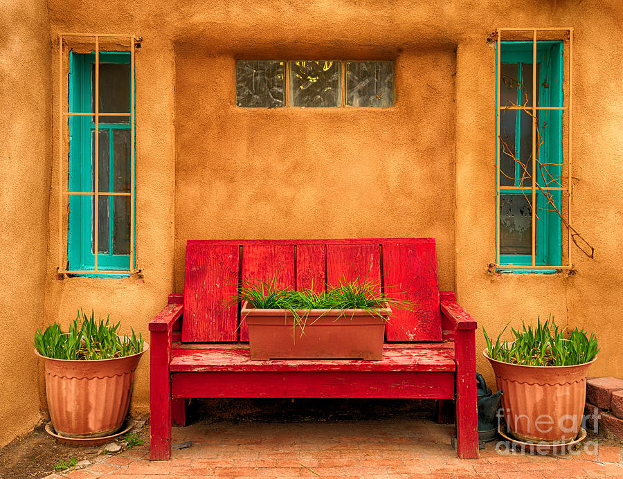 Alburquerue Old Town Bench Photograph by Jerry Fornarotto