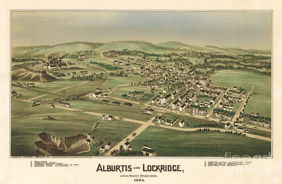 Alburtis And Lockridge Pennsylvania Birdseye Print Drawing