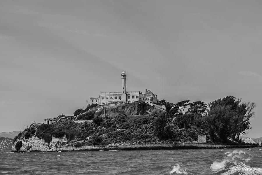 Alcatraz Island In Black And White Photograph